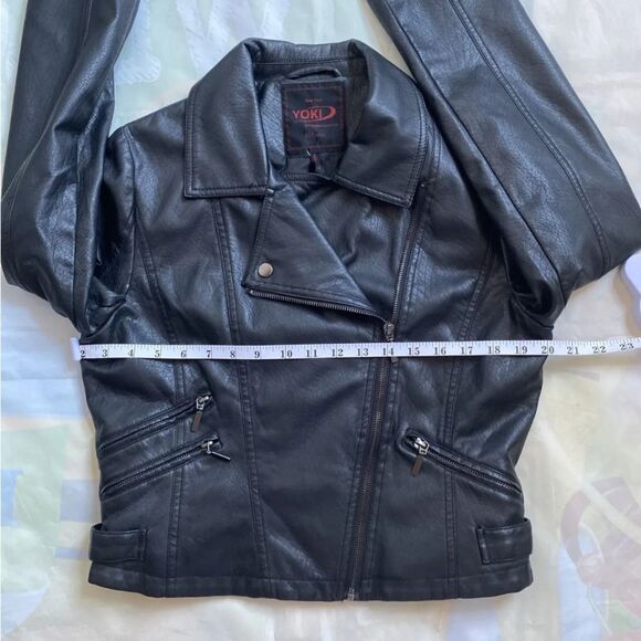 Yoki New York Faux Leather Motorcycle Jacket Black Women Medium Zip Neve Worn - Picture 9 of 12
